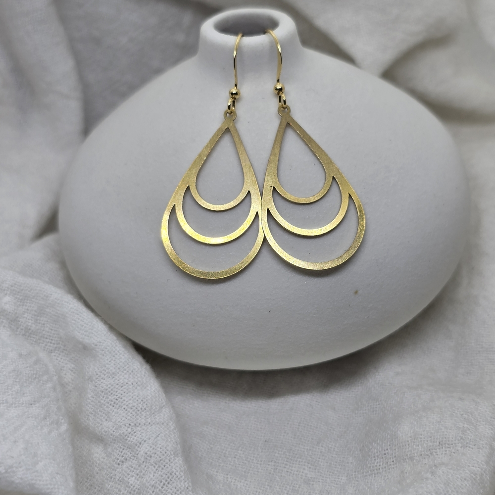 Gold Teardrop Layered Dangle Earrings - Women Jewelry